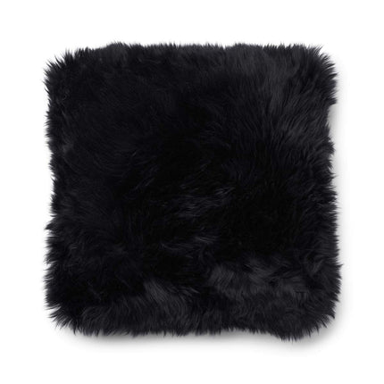 Long-Wool Sheepskin Cushion | 52x52 cm Charcoal/Svart