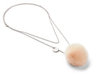 Halsband med minktofs Persika Rosa