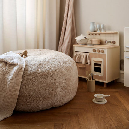 Saccosäck | Fårskinn | Kort lugg | 73x74 cm | 92x93 cm Koksgrå