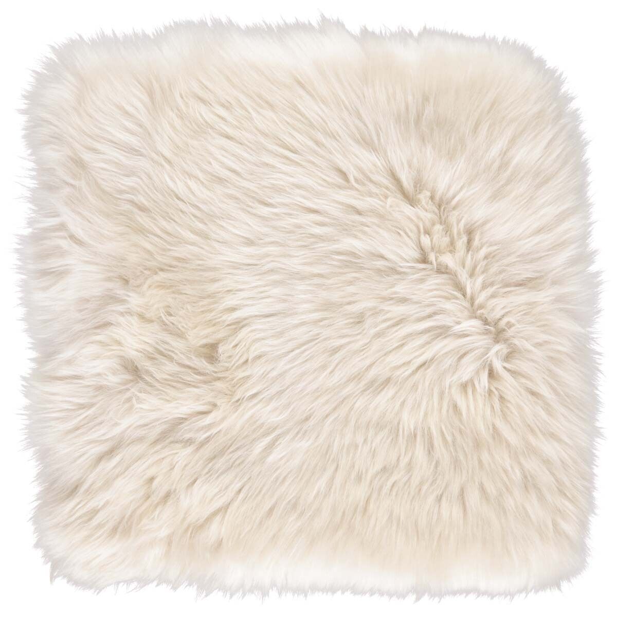 Stolsdyna | Fårskinn | Lång lugg | 37x37 cm Beige