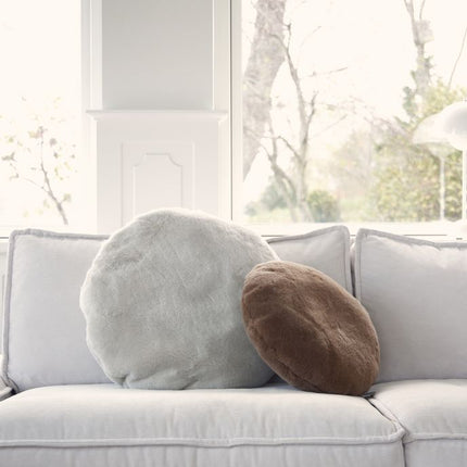 Fåreskinnskudde | Sammet | Mockasin | Dubbelsidig | Ø45 cm & Ø62 cm Grå Sand