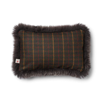 Checked Collection | Ullkudde | Lång lugg | 52x52 cm | 34x52 cm Rutig Mörkgrön / Valnöt