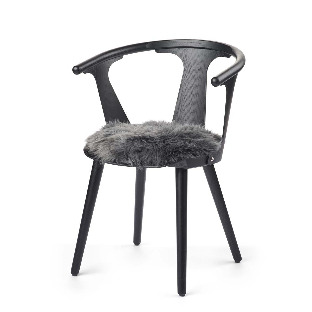 Stolsdyna | Fårskinn | Lång lugg | D38 cm Mörkgrå