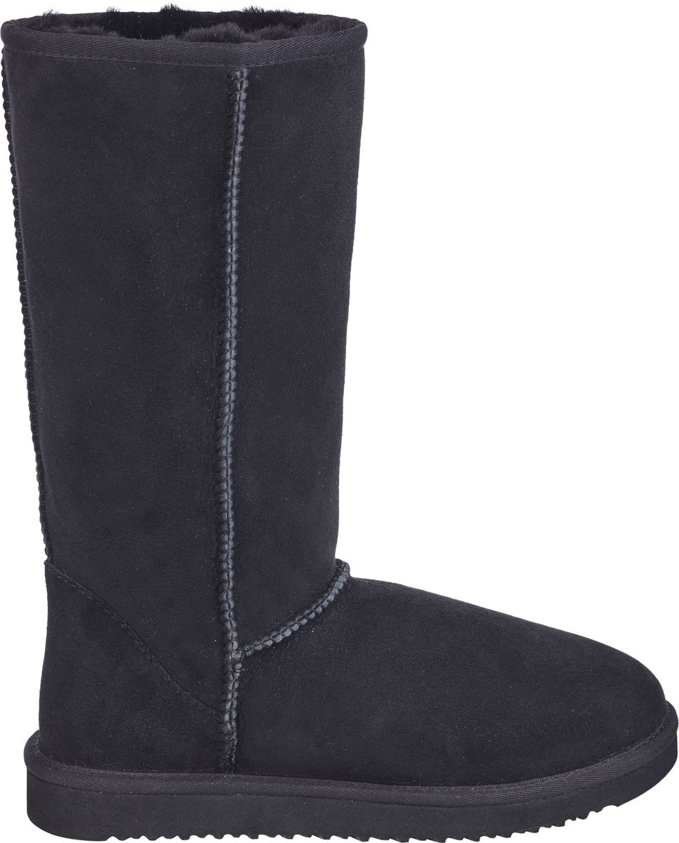 Höga boots | Mocka & äkta fårull | Dam Svart