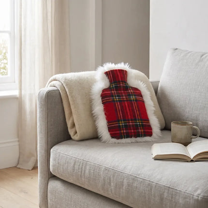 Värmeflaska | Fårskinn och ull | 37x27 cm Lindsay Tartan/Vit