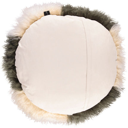 Fårskinnskudde | Lockig | Tibet | Ø38/45/62 cm Guldvit / Mörkgrön