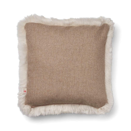 Long-Wool Sheepskin Cushion | 52x52 cm Beige/Linne