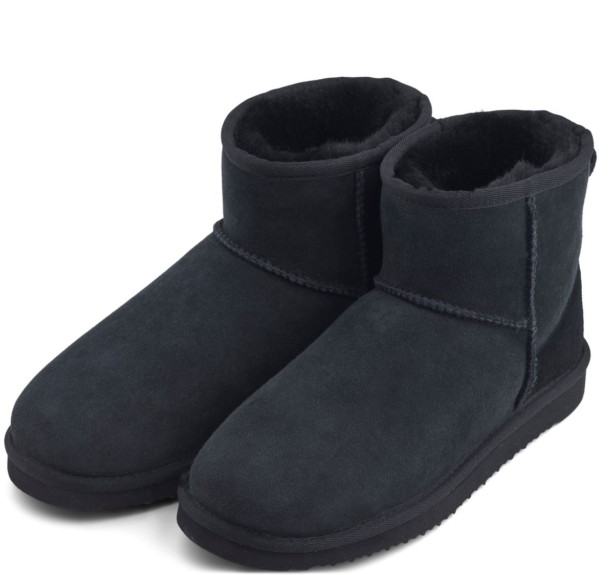 Mini Boots | Mocka & äkta fårull Svart
