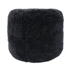 Sittpuff Cylinder | Fårskinn | Kort lugg | D44x33 cm Svart