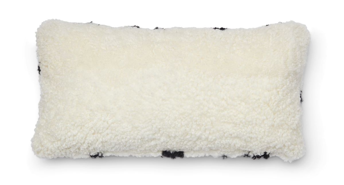 Fårskinnskudde Zebramönster | Kort fårull | Dubbelsidig | 30x60 cm Svart / Vit
