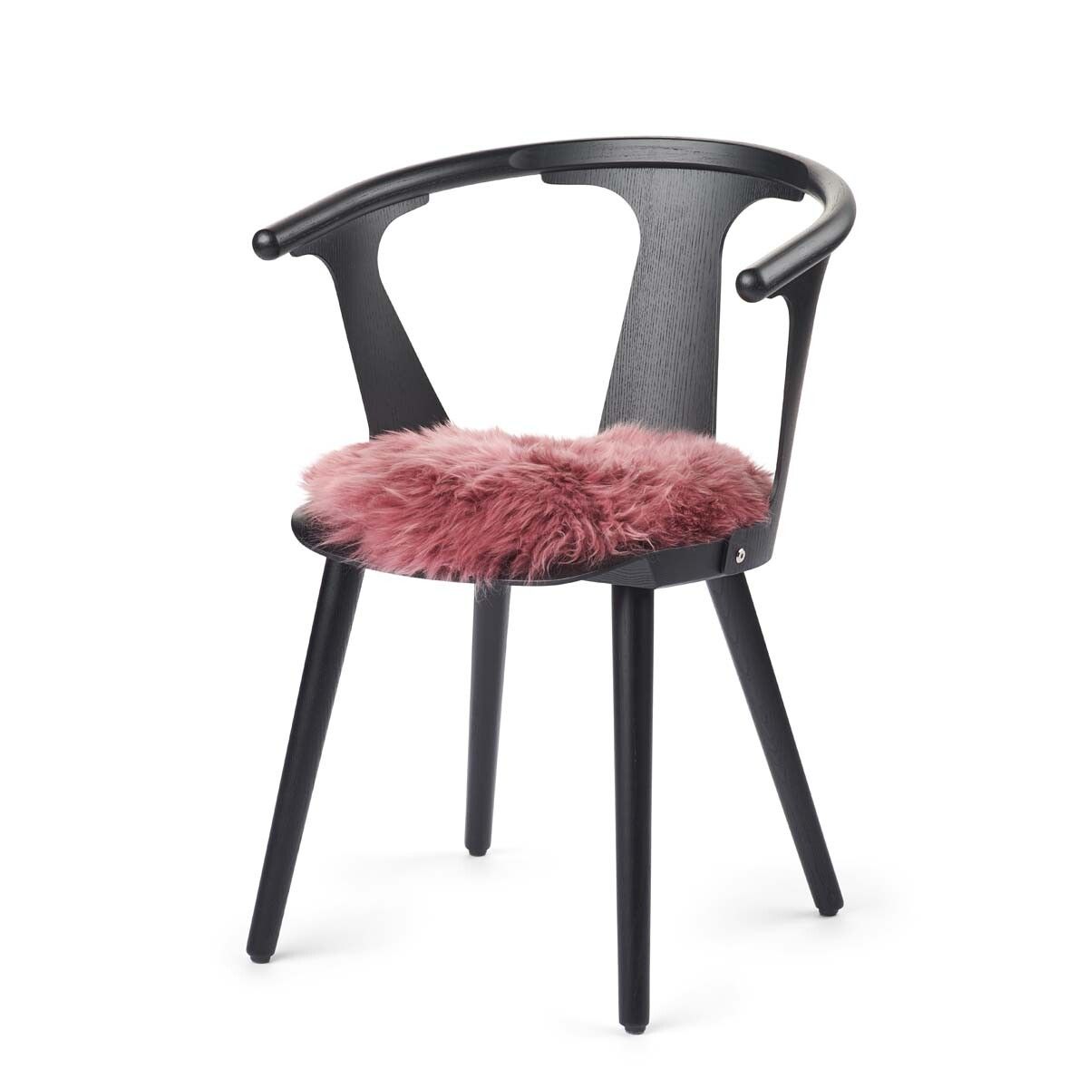 Stolsdyna | Fårskinn | Lång lugg | D38 cm Gammalrosa