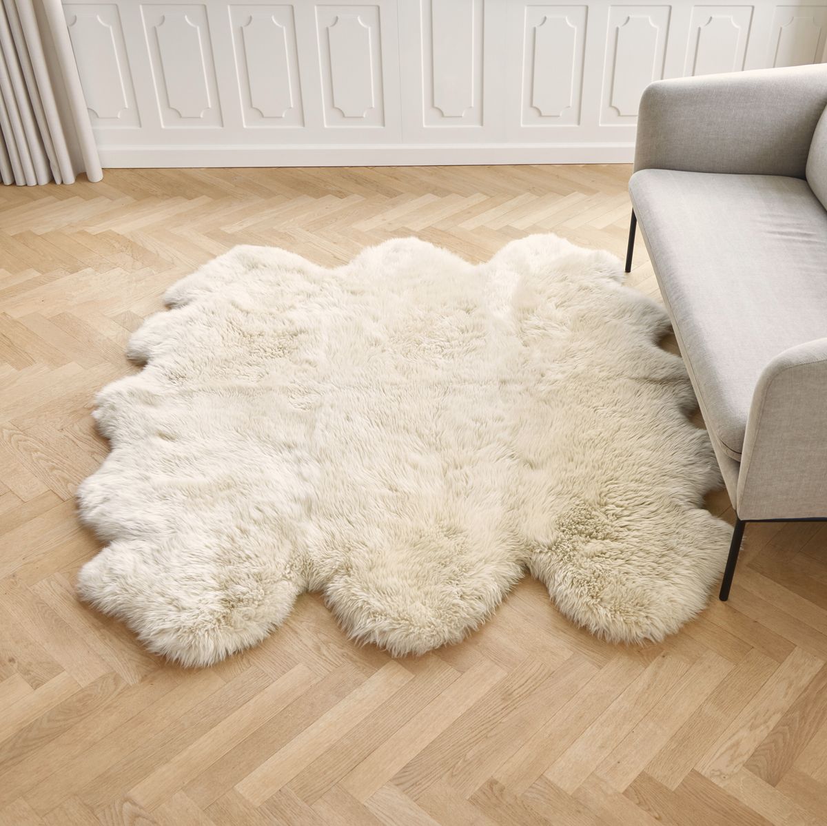 Fårskinn Premium | Lång lugg | 180x162 cm Svart