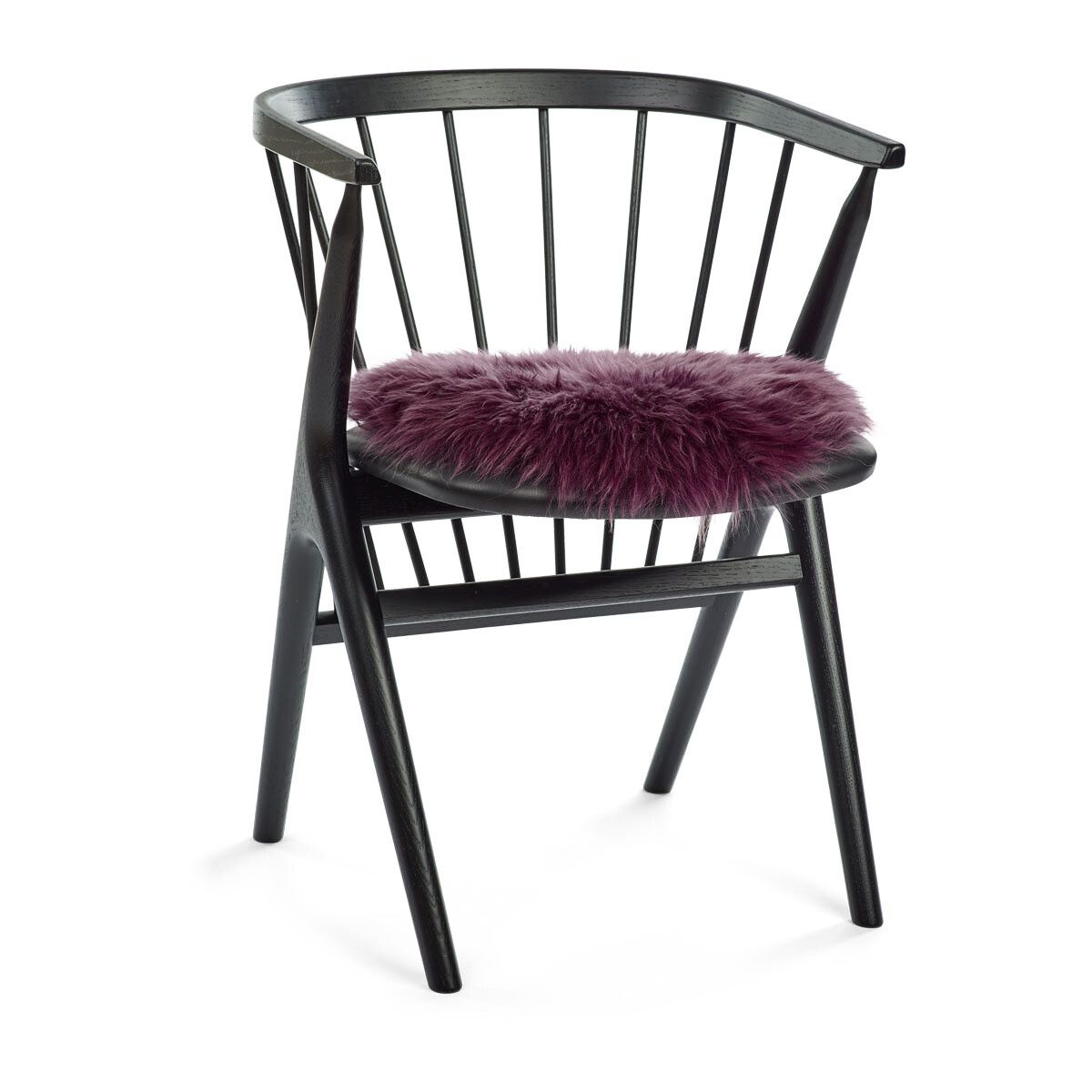 Stolsdyna | Fårskinn | Lång lugg | D38 cm Mörk Lila