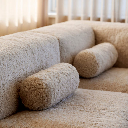 Fårskinnskudde Korallrev | Kort lugg | 20x52 cm Koksgrå