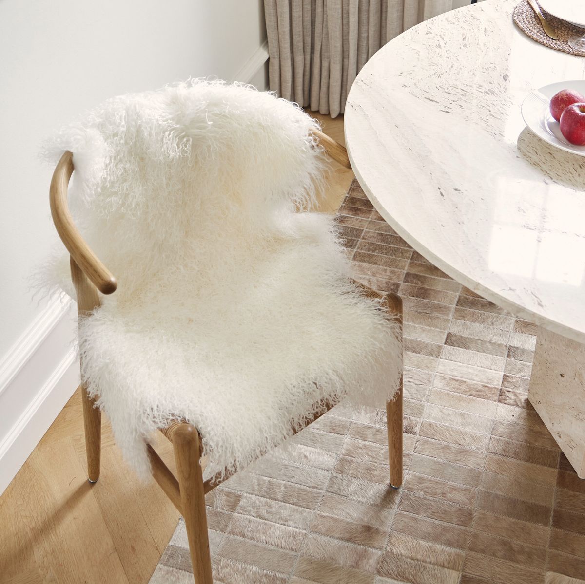 Fårskinn Premium | Lång lugg | 85x50 cm Gyllene Vit