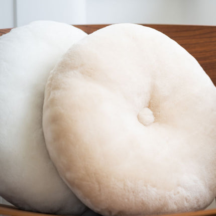 Fårskinnskudde | Mockasin | Dubbelsidig | Ø45 cm Kastanj