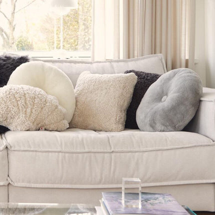 Fårskinnskudde | Mockasin | Dubbelsidig | Ø45 cm Kastanj