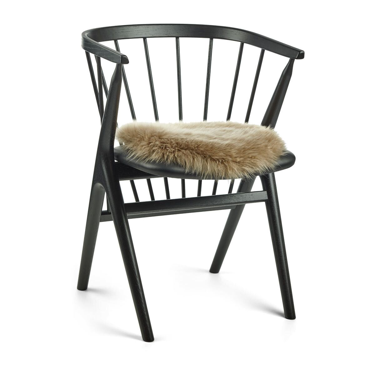 Stolsdyna | Fårskinn | Lång lugg | D38 cm Ljusbrun