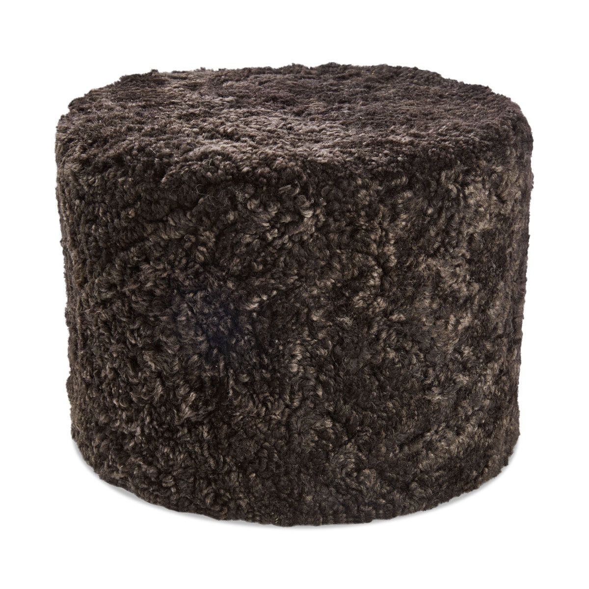 Sittpuff Cylinder | Fårskinn | Kort lugg | D44x33 cm Cappuccino