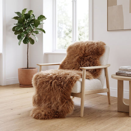 Fellvang Dubbel Fårskinnsfäll | Långhårig | Nya Zeeland | 160x60 cm Toffee