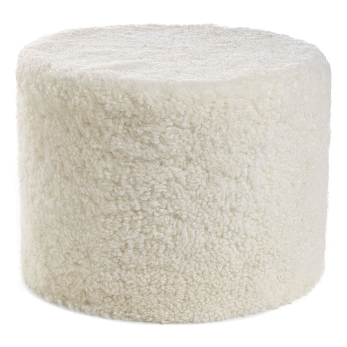 Sittpuff Cylinder | Fårskinn | Kort lugg | D44x33 cm Vit