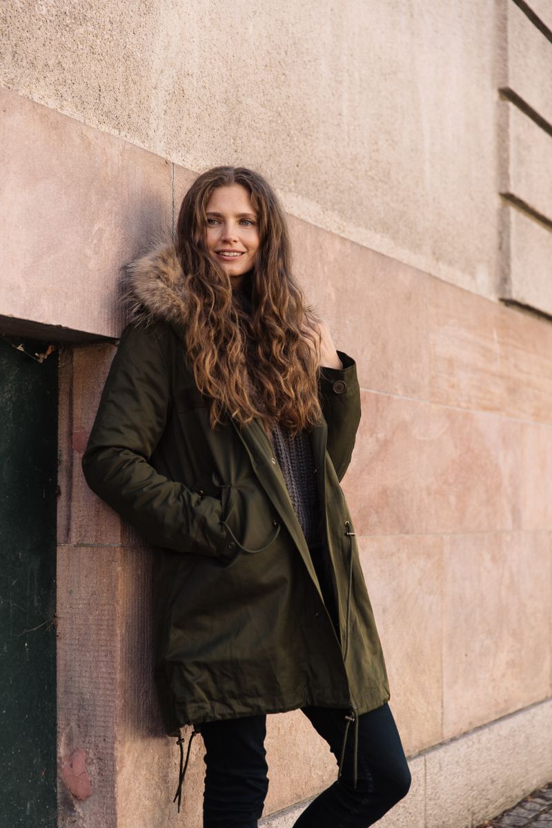 Petra Parkas | Tvättbjörnspäls Häck Grön/Naturligt Brun
