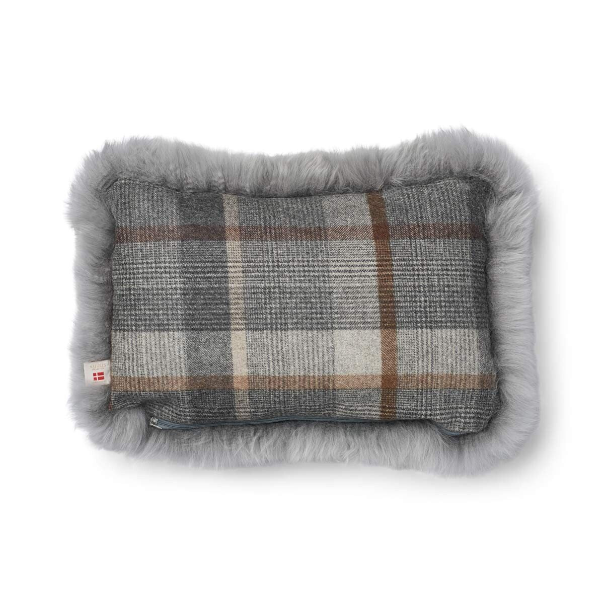 Checked Collection | Ullkudde | Lång lugg | 52x52 cm | 34x52 cm Rutig – Grå/Ljusgrå