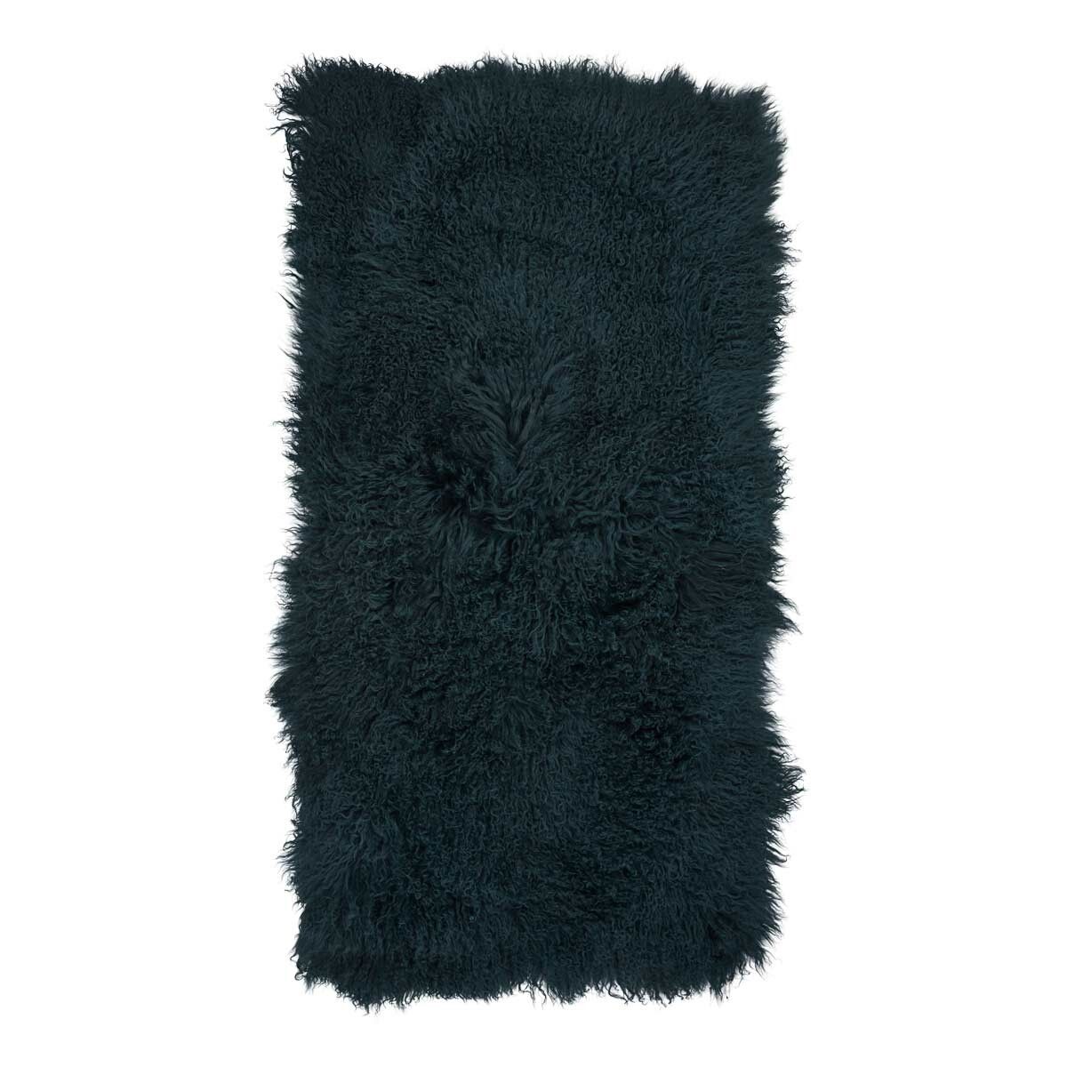 Pläd | Fårskinn | 60x120 cm Blågrön