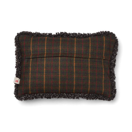 Checked Collection | Ullkudde | Kort lugg | Dubbelsidig | 52x52 cm | 34x52 cm Rutig Mörkgrön / Cappuccino