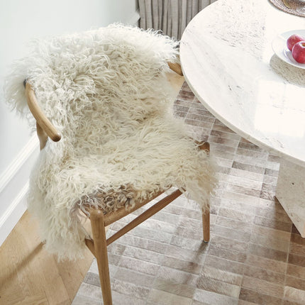 Fårskinn Premium | Ekologiskt | Lång lugg | 90x60 cm Natur Svart