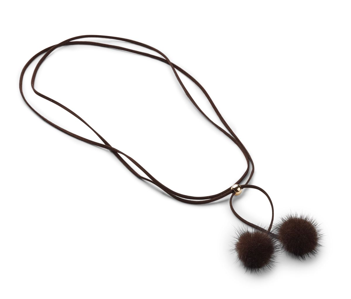 Nicki Halsband | Minkhår | Tofsar Brun