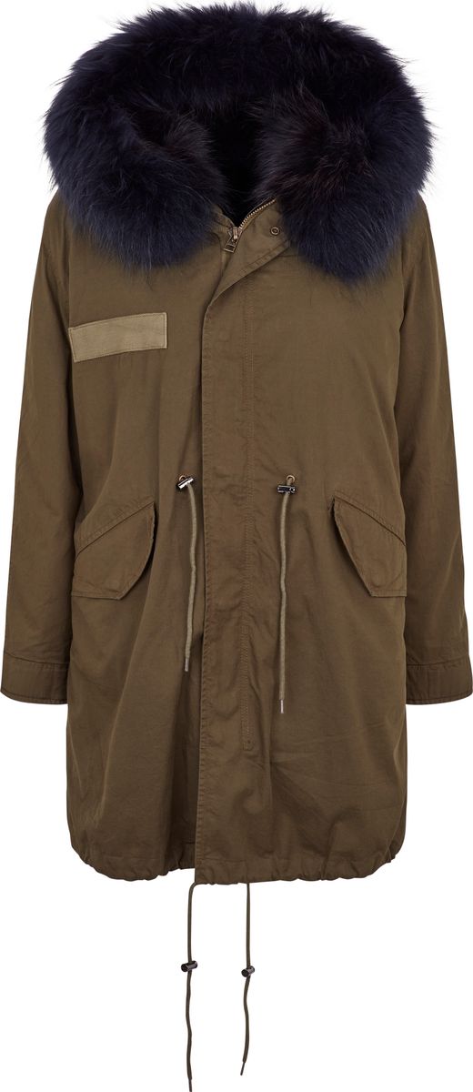 Petra Parkas | Tvättbjörnspäls Grön / Mörkblå