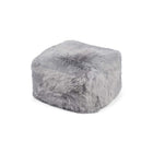 Sittpuff | Fårskinn | Lång lugg | 50x50x32 cm Ljusgrå 