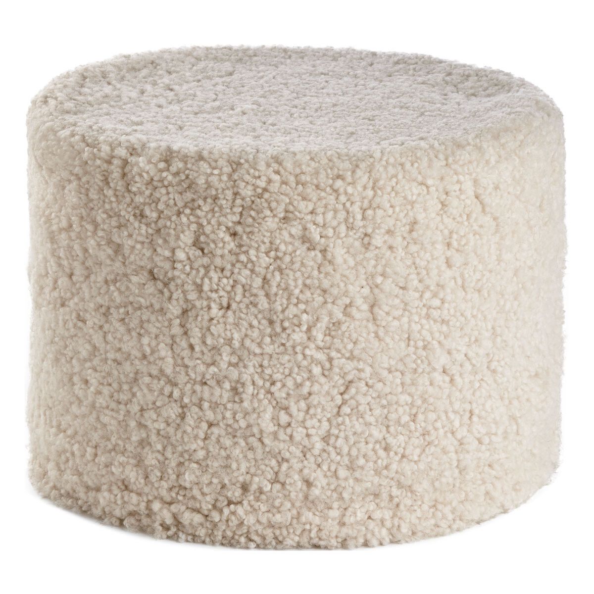 Sittpuff Cylinder | Fårskinn | Kort lugg | D44x33 cm