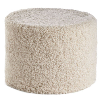 Sittpuff Cylinder | Fårskinn | Kort lugg | D44x33 cm