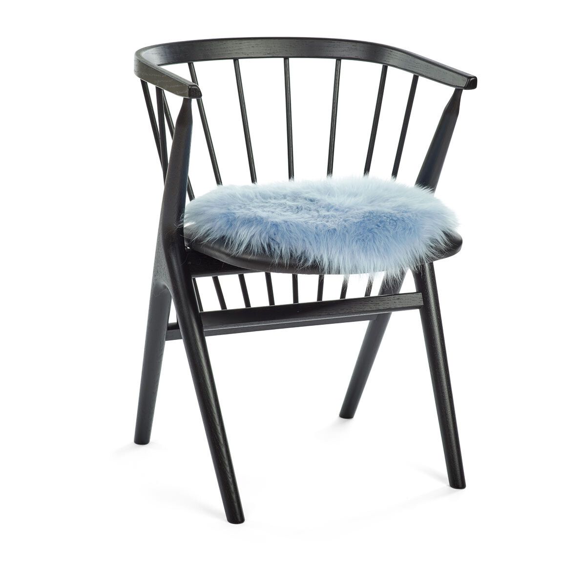 Stolsdyna | Fårskinn | Lång lugg | D38 cm Ljusblå