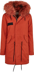 Petra Parkas | Tvättbjörnspäls Orange Röd