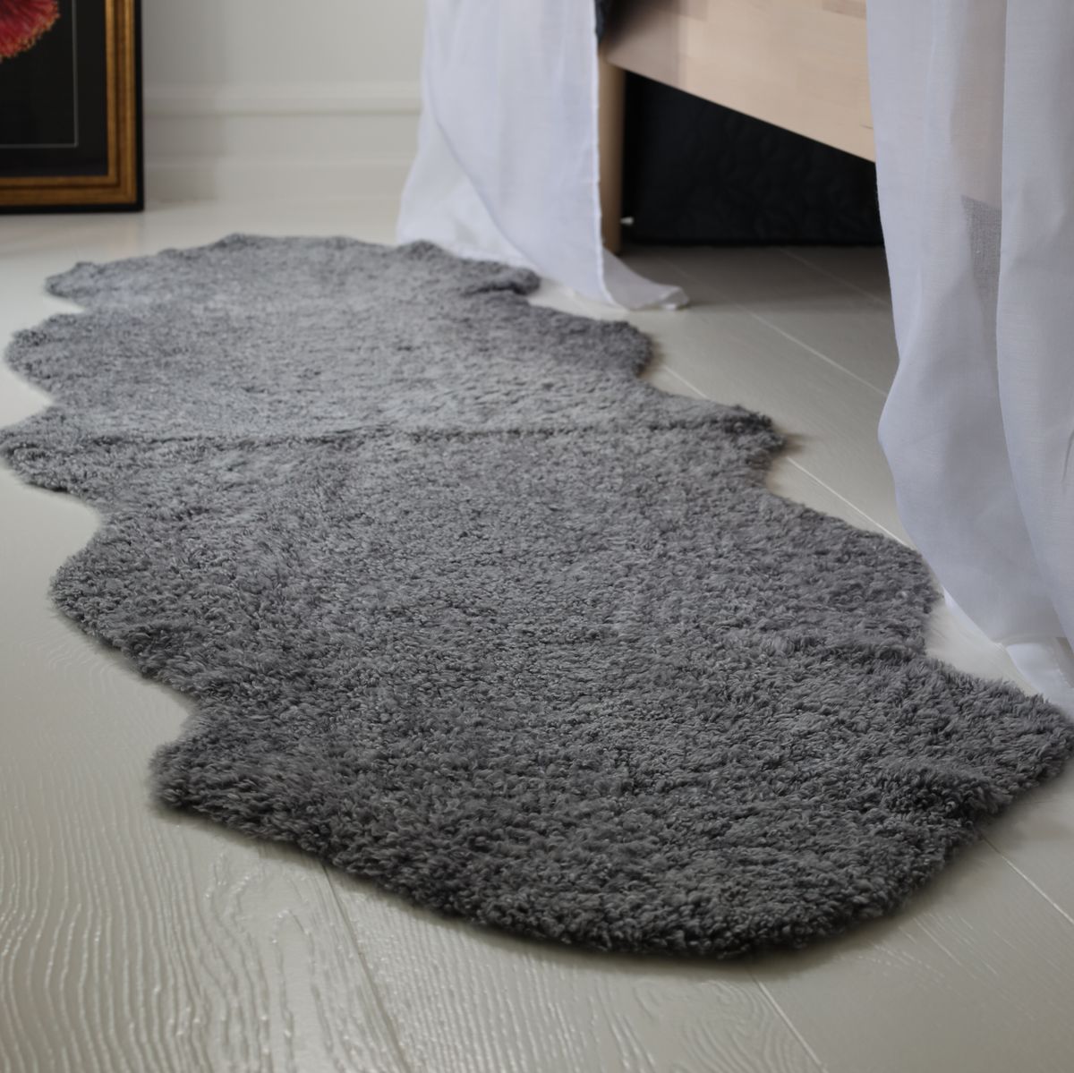 Fårskinn Premium | Kort lugg | 180x60 cm Koksgrå