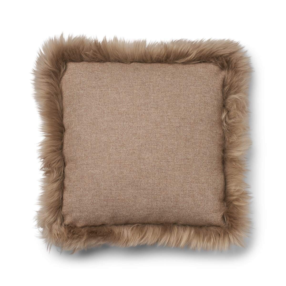 Classic Collection | Ullkudde | Lång lugg | Dubbelsidig | 52x52 cm | 34x52 cm Beige / Ljusbrun