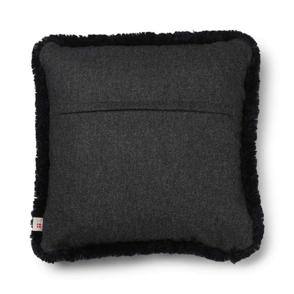 Short-Wool Sheepskin Cushion | SW trim | 52x52 cm Charcoal/Svart