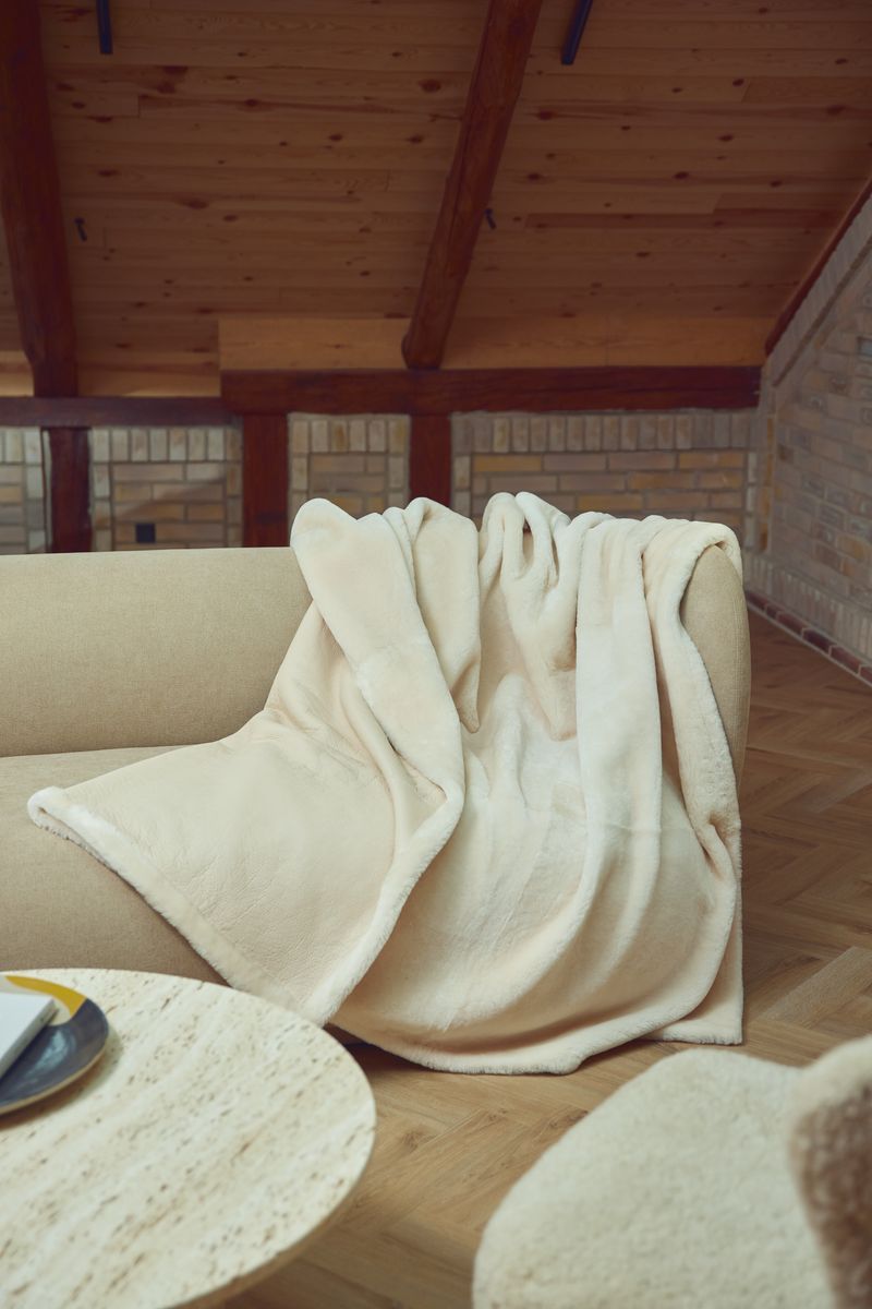 Angelina pläd | Double Face | Nya Zeeland Beige