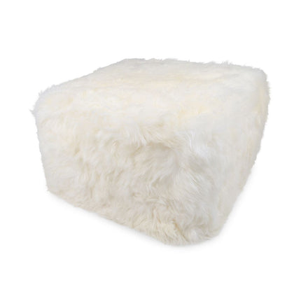 Sittpuff | Fårskinn | Lång lugg | 50x50x32 cm