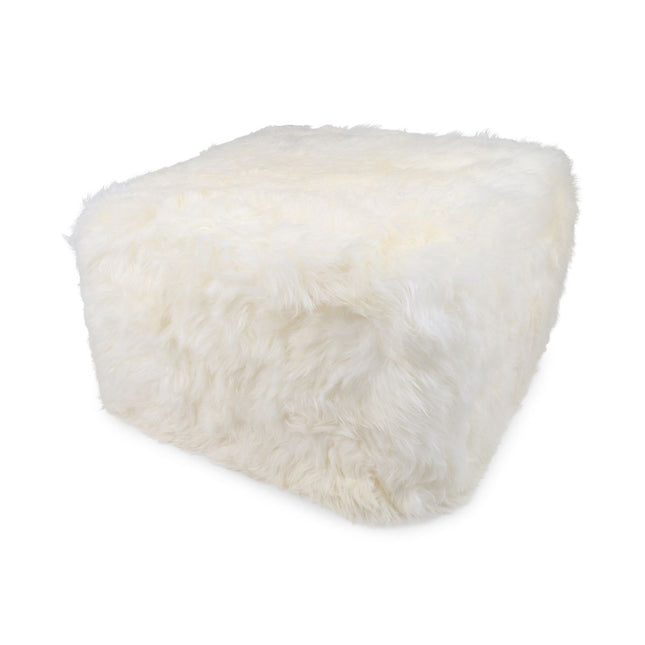 Sittpuff | Fårskinn | Lång lugg | 50x50x32 cm