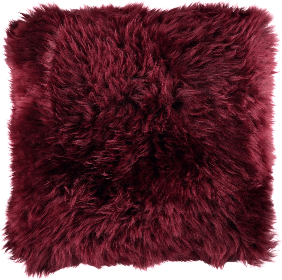Fårskinnskudde | Lång lugg | 35x35 cm Bordeaux