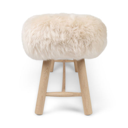 Bänk med fårskinn | Ek | Lång lugg Beige