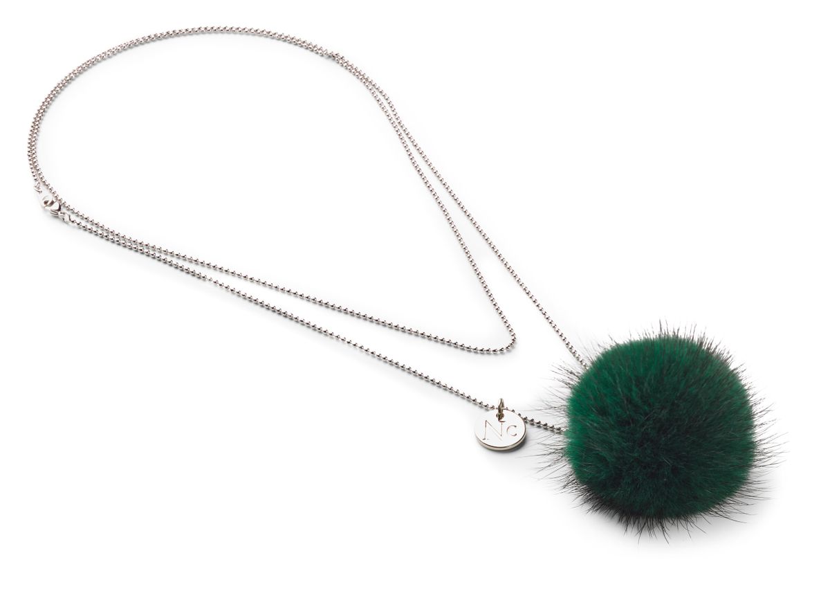 Halsband med minktofs Grön