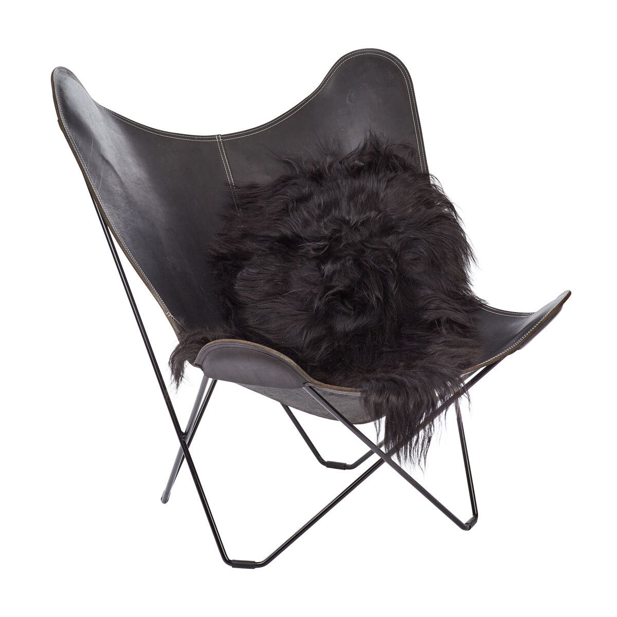 Fårskinn Premium | Ekologiskt | Lång lugg | 90x60 cm Natur Svart