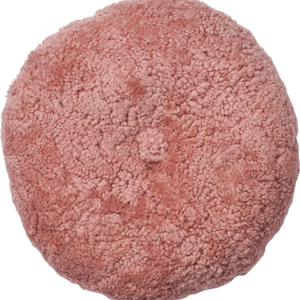 Fårskinnskudde | Kort lugg | Nya Zeeland | Dubbelsidig | Ø40 cm Korallrosa