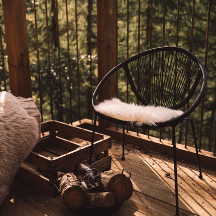 Stolsdyna 2-pack | Fårskinn | Lång lugg | D35 cm Vit