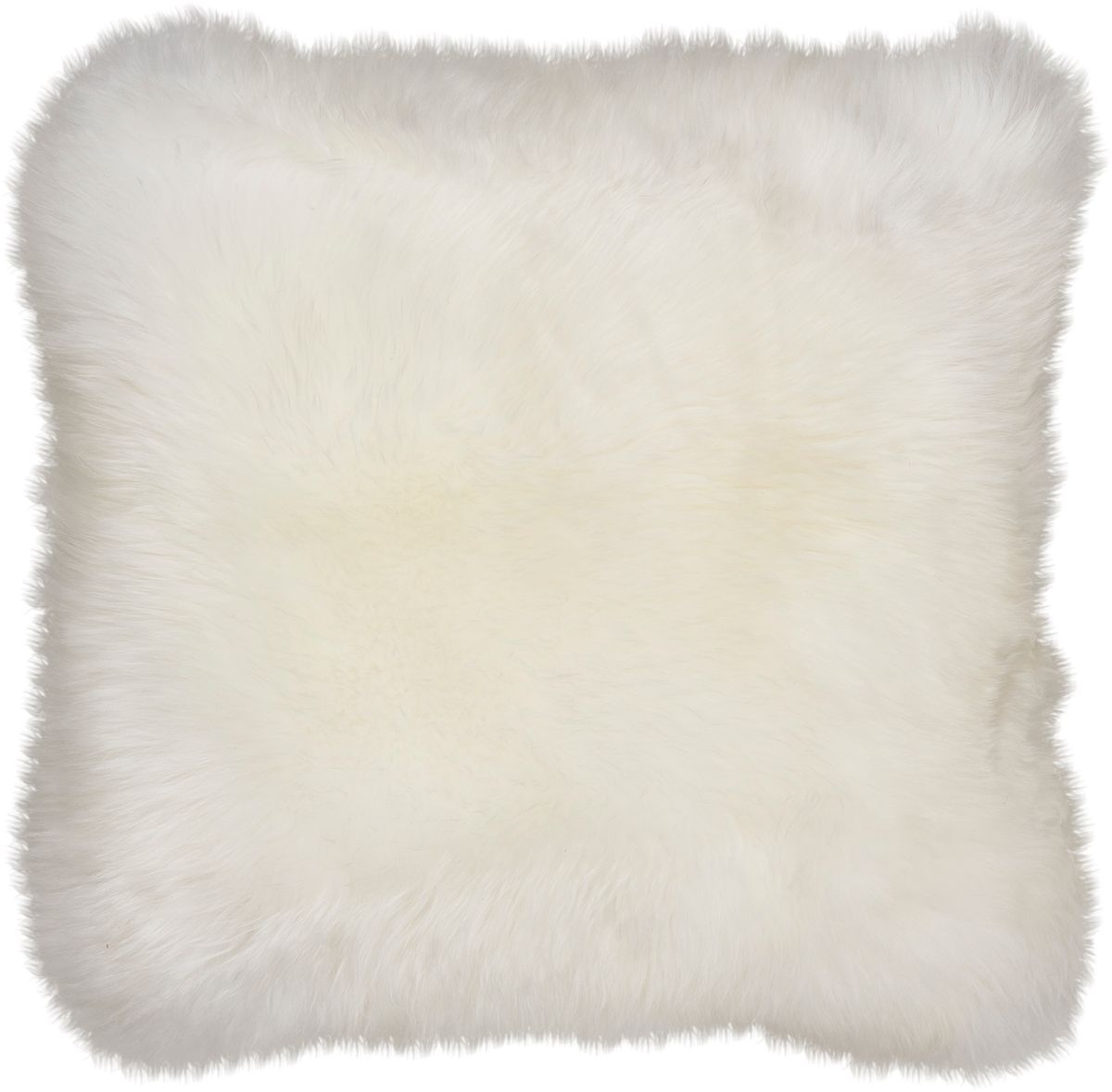 Fårskinnskudde | Lång lugg | Nya Zeeland | Läderbaksida | 50x50 cm Vit